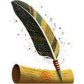 Quill and scroll illustration