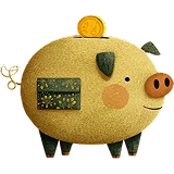 Illustrated piggy bank representing savings